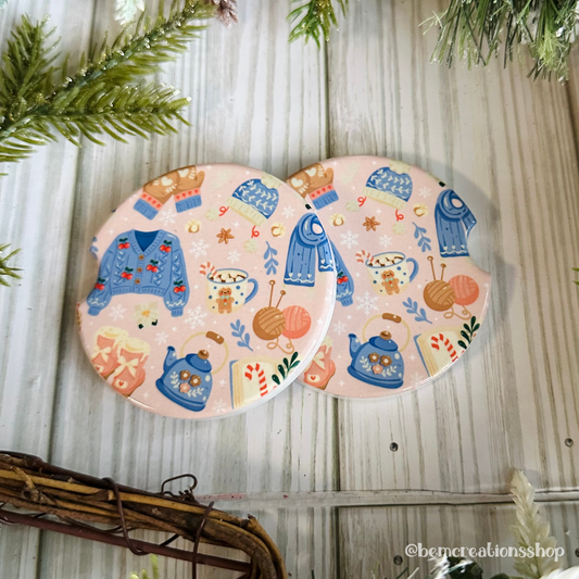 Cozy Christmas Car Coaster Set