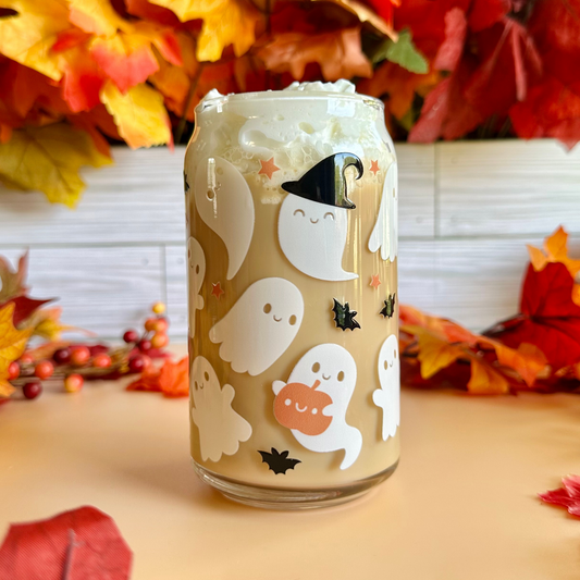 Cute Kawaii Ghosts 16oz Glass Cup