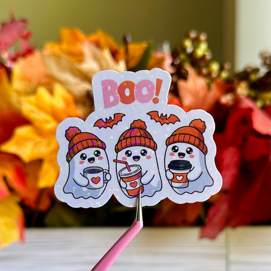 Cute Boo Coffee Ghosts Sticker