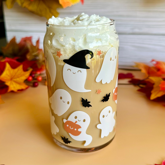 Cute Kawaii Ghosts 16oz Glass Cup