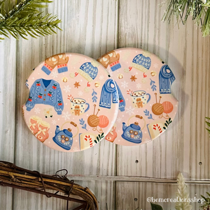 Cozy Christmas Car Coaster Set