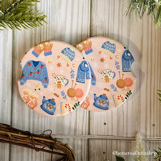 Cozy Christmas Car Coaster Set