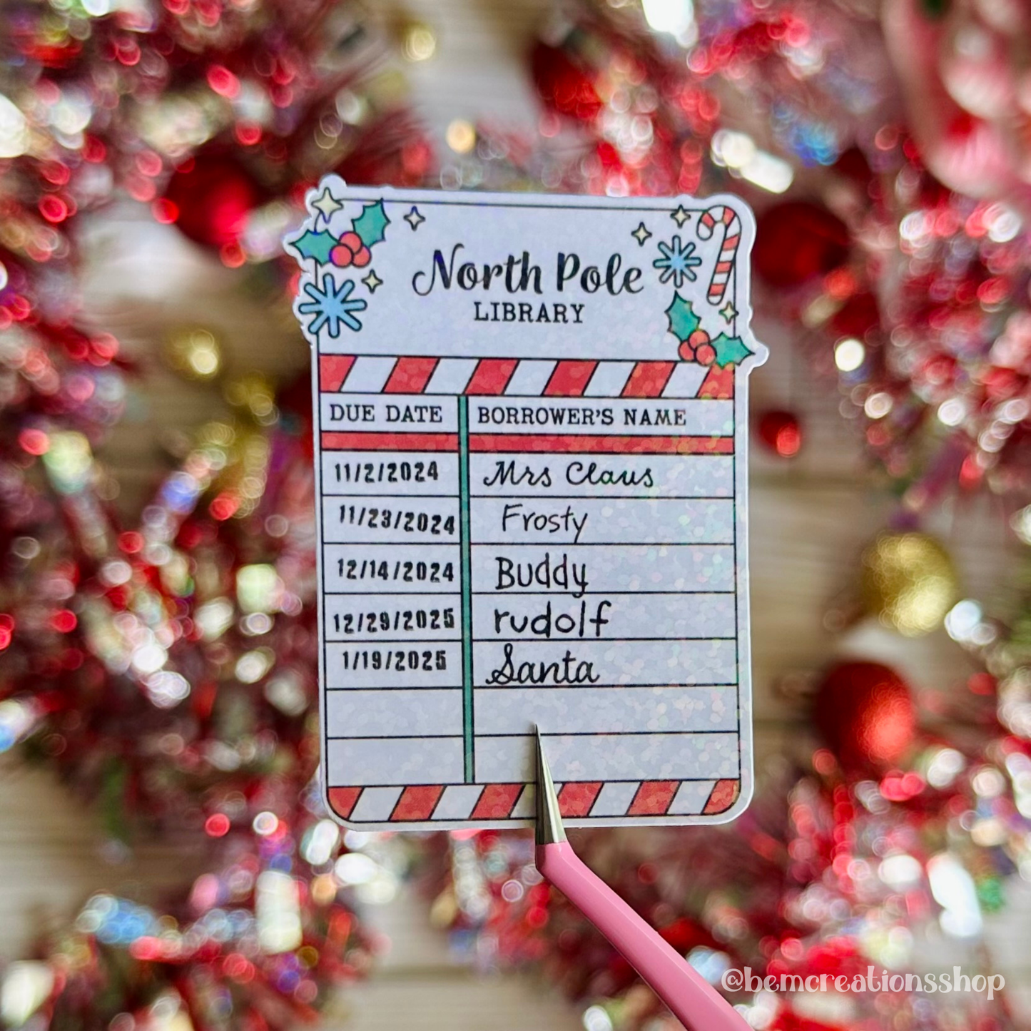 North Pole Library Due Card Sticker
