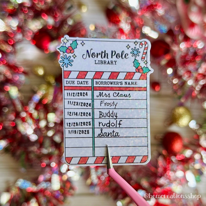 North Pole Library Due Card Sticker