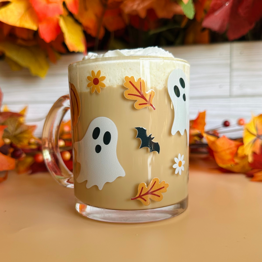 Pumpkin Ghosts 12oz Glass Mug