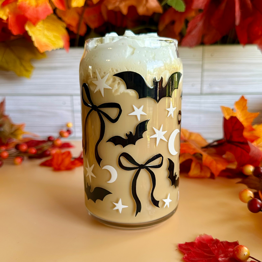 Coquette Bows & Bats 16oz Glass Cup