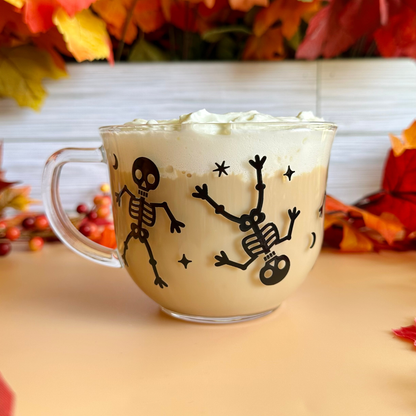 Cute Skeletons 18oz Glass Mug