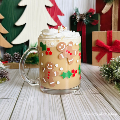 Gingerbread Man 12oz Glass Mug