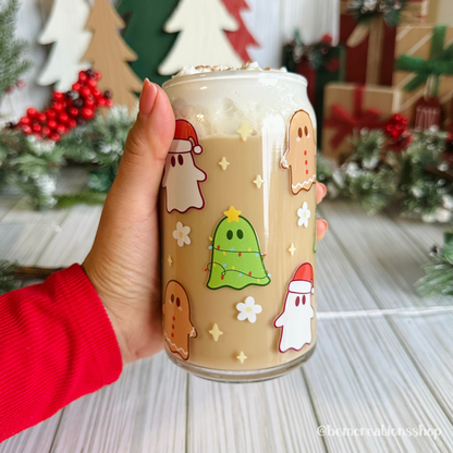 Christmas Ghosts 16oz Glass Cup