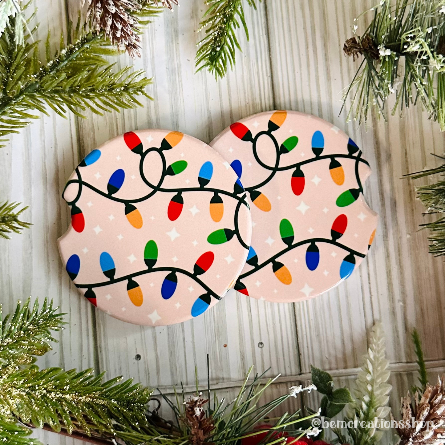 Christmas Lights Car Coaster Set