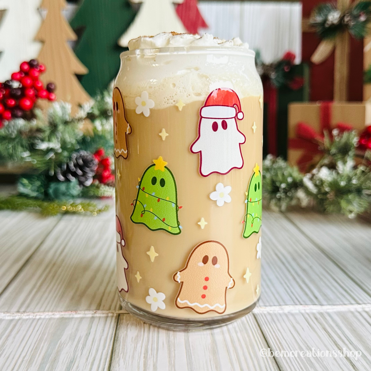 Christmas Ghosts 16oz Glass Cup