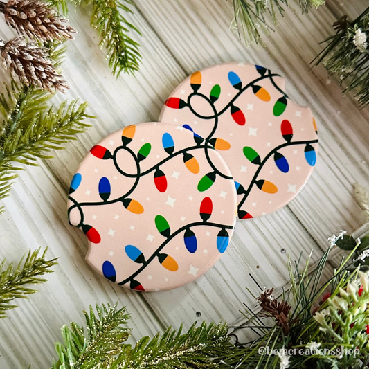 Christmas Lights Car Coaster Set