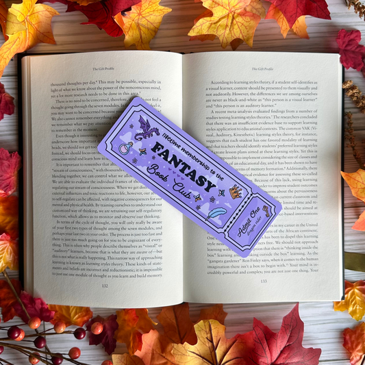Fantasy Book Club Ticket Bookmark