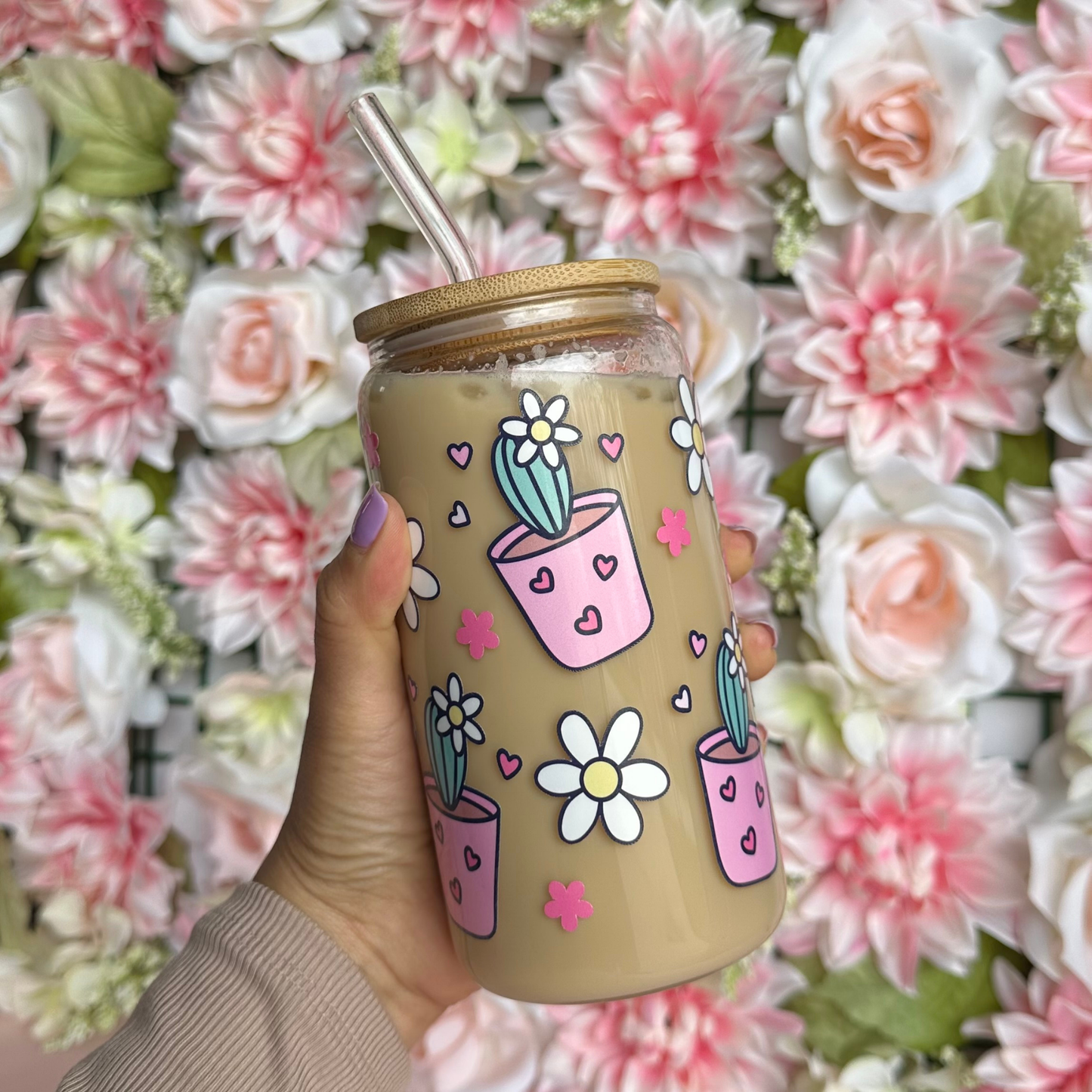 Girly Plants 16oz Glass Cup