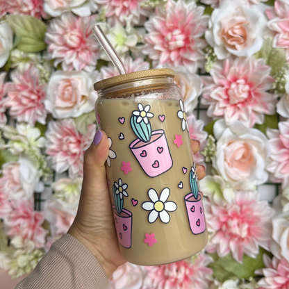 Girly Plants 16oz Glass Cup