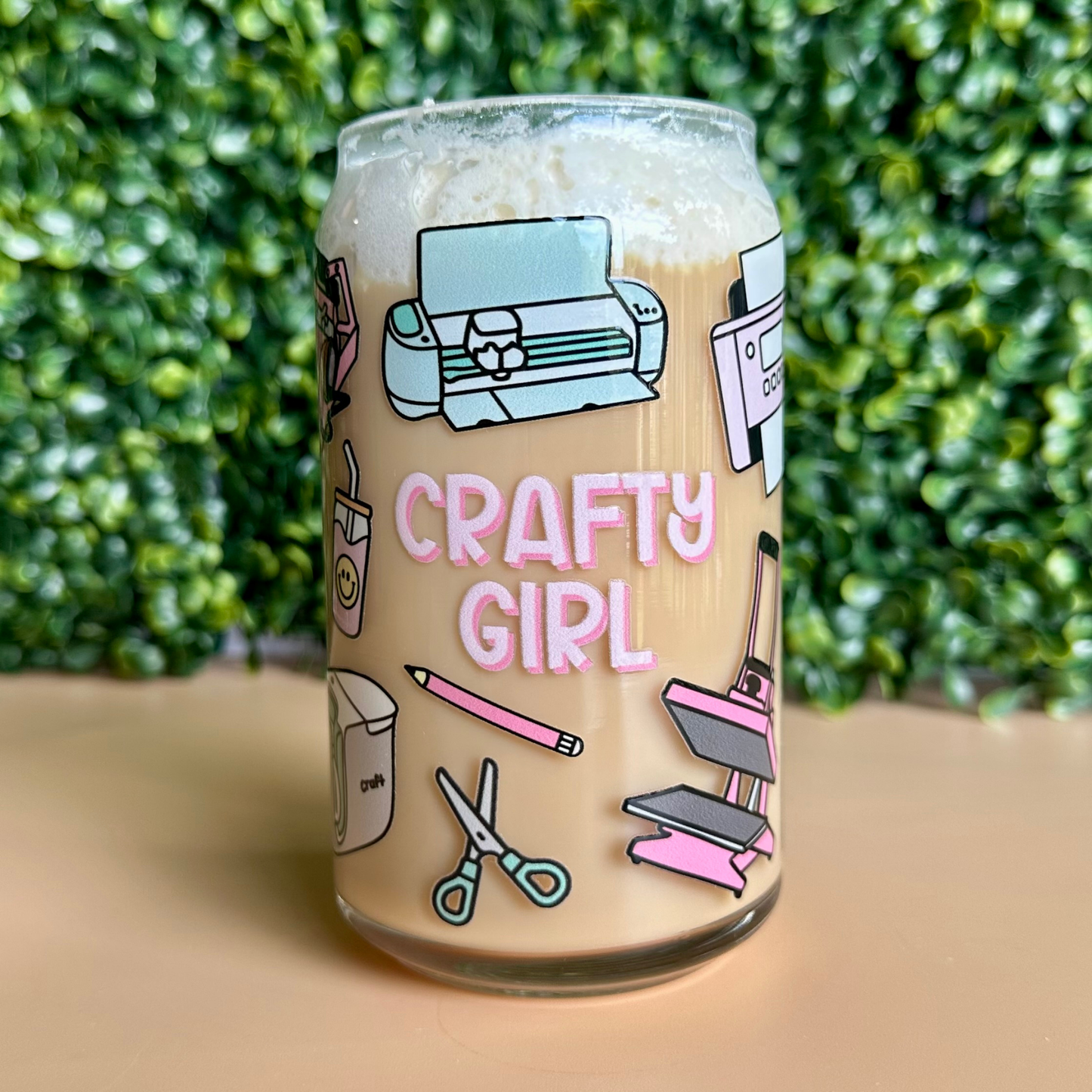 Crafty Girl 16oz Glass Cup