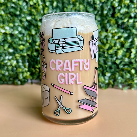 Crafty Girl 16oz Glass Cup
