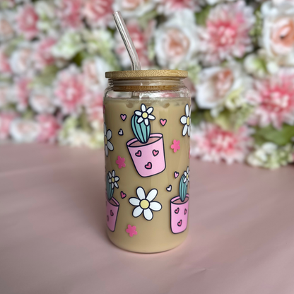 Girly Plants 16oz Glass Cup