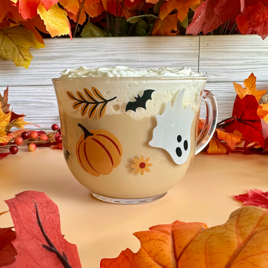 Pumpkin Ghosts 18oz Glass Mug