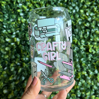 Crafty Girl 16oz Glass Cup