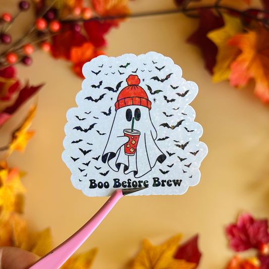 Boo Before Brew Ghost Sticker