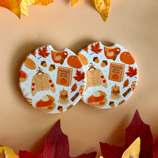 Cozy Pumpkin Spice Car Coaster Set