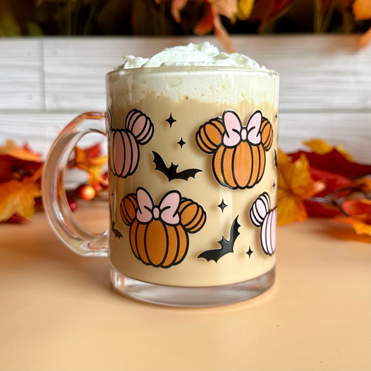 Pumpkins & Bats 12oz Glass Mug