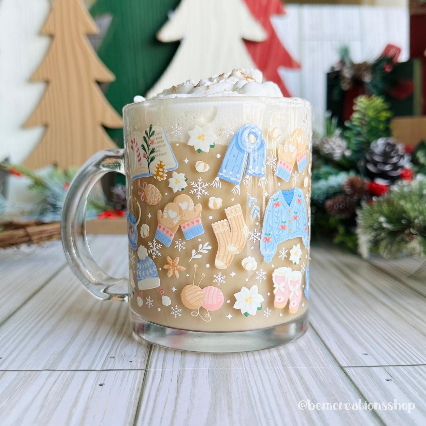 Cozy Winter 12oz Glass Mug