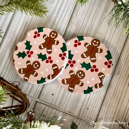 Gingerbread Snowmen Car Coaster Set