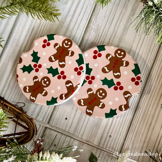 Gingerbread Snowmen Car Coaster Set