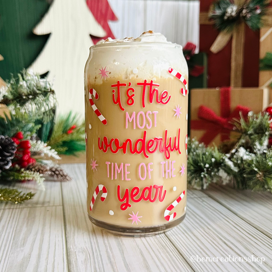 It's the Most Wonderful Time 16oz Glass Cup