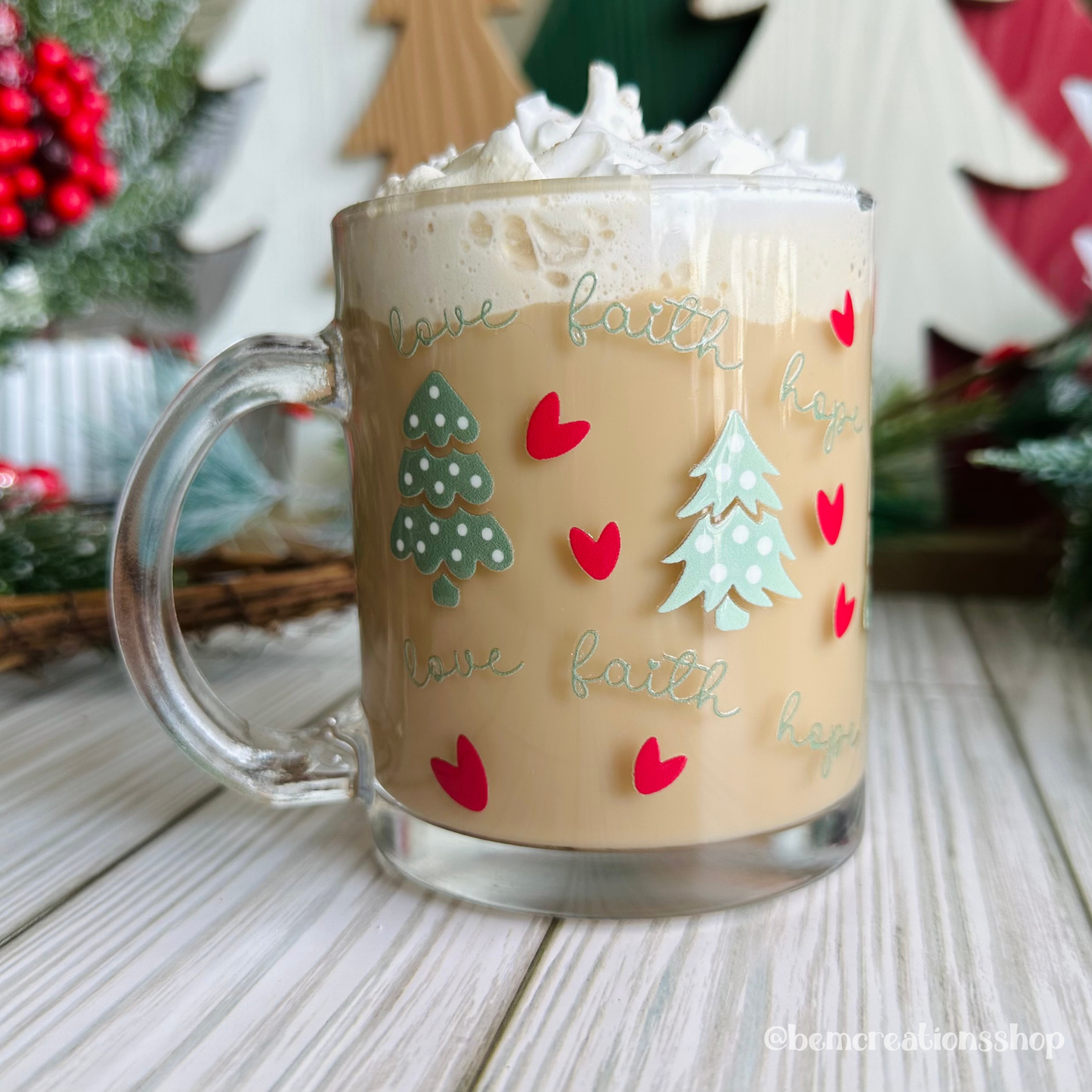 Faith Christmas 12oz Glass Mug