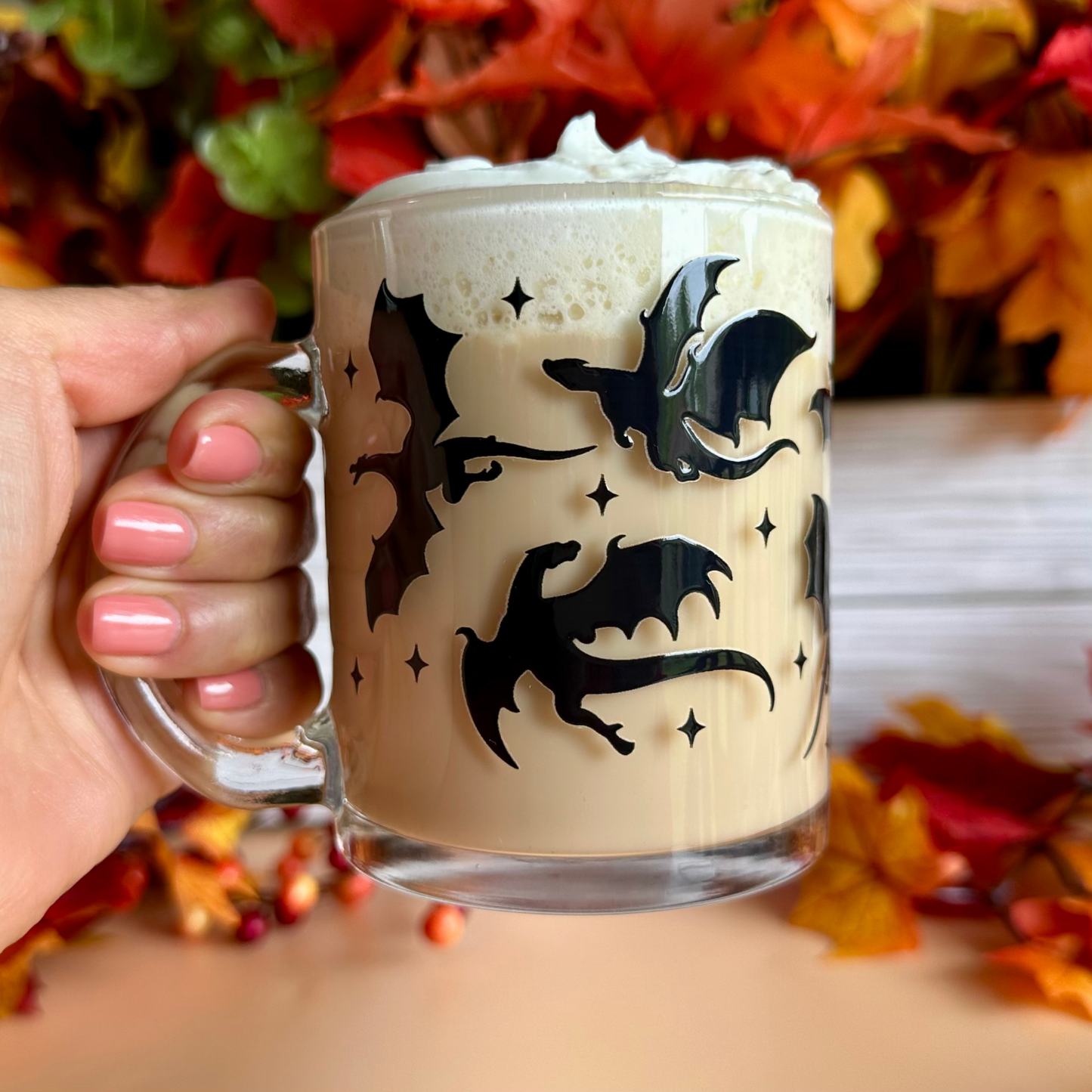 Black Dragon Fantasy 12oz Glass Mug