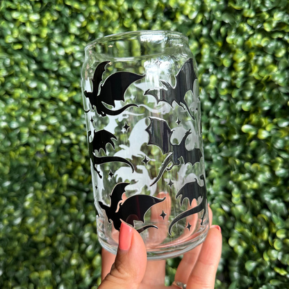 Black Dragon Fantasy 16oz Glass Cup