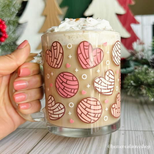 Heart Conchas 12oz Glass Mug