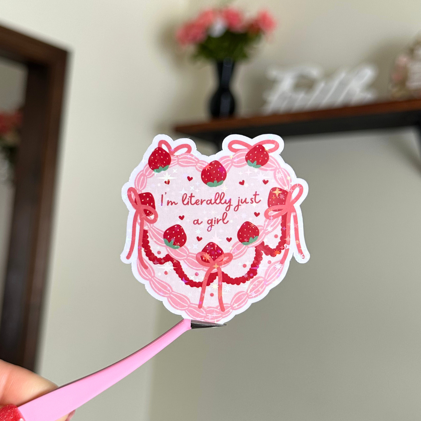I'm Literally Just a Girl Coquette Heart Cake Sticker