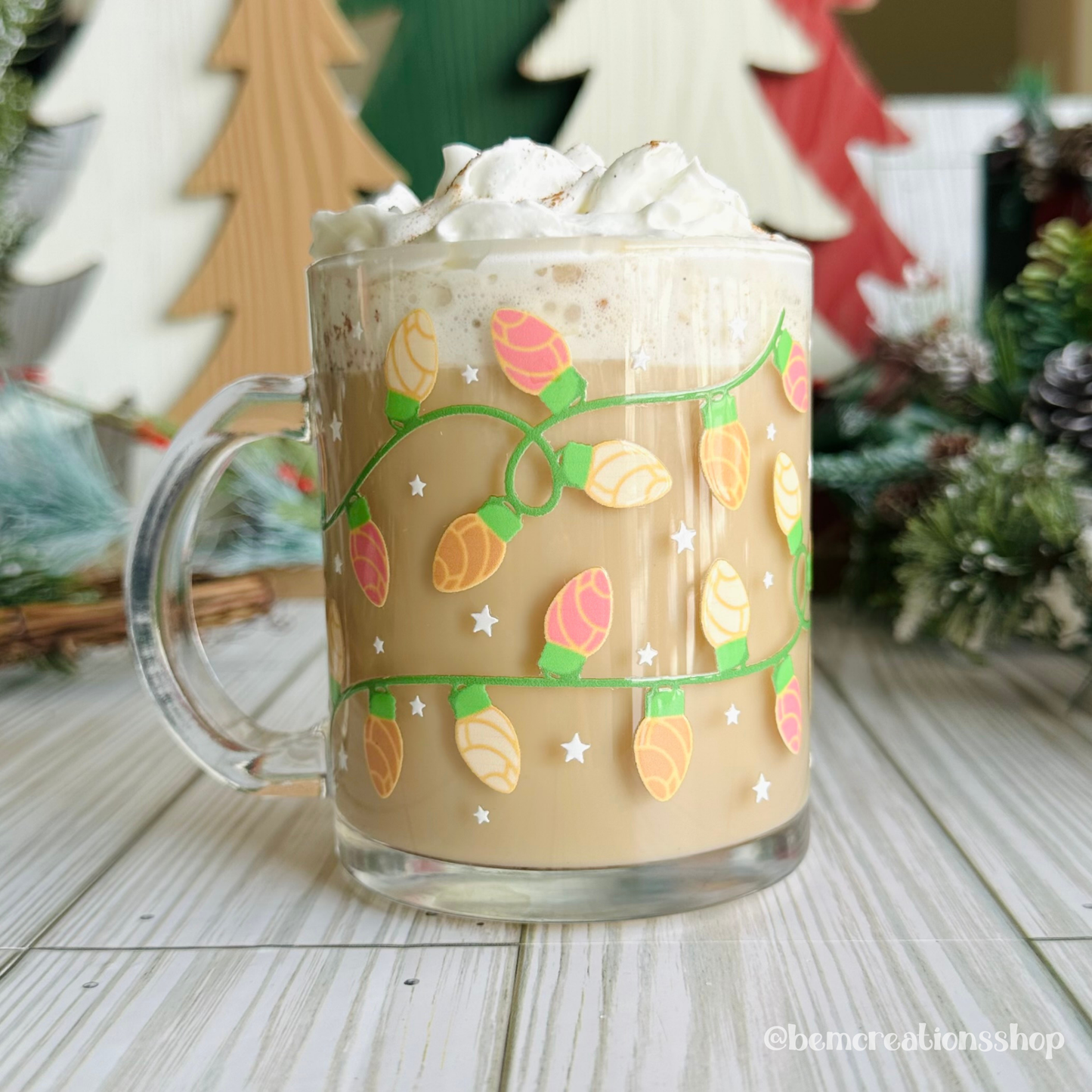 Mexican Conchas Xmas Lights 12oz Glass Mug