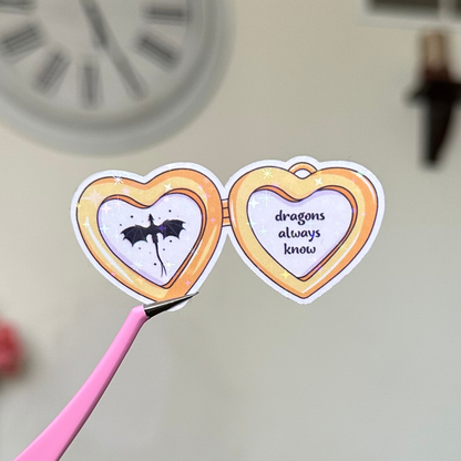 Heart Locket Dragon Sticker