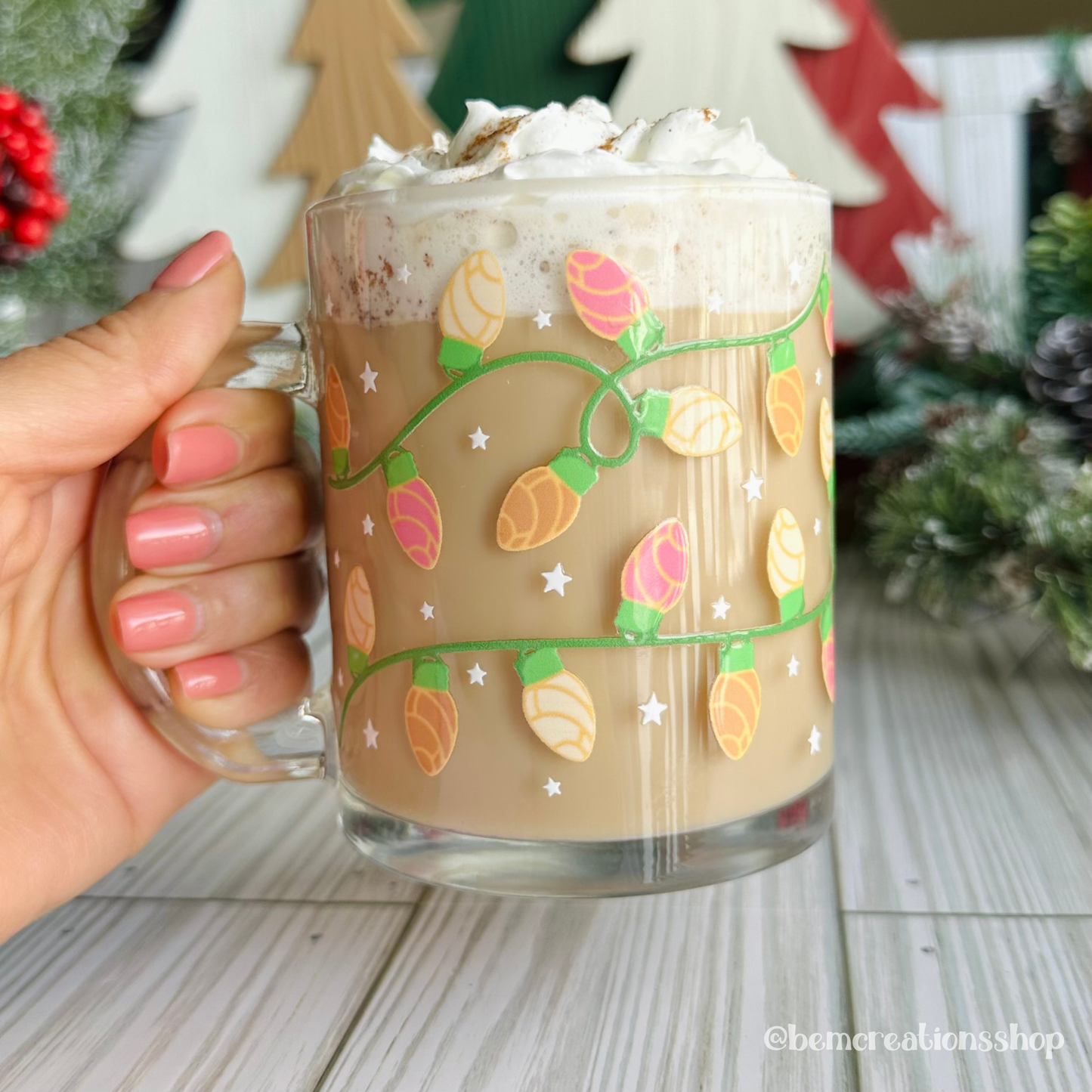 Mexican Conchas Xmas Lights 12oz Glass Mug