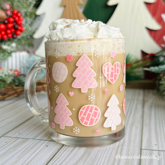 Christmas Pink Conchas 12oz Glass Mug
