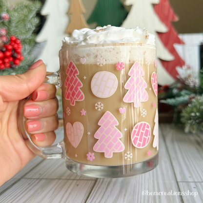 Christmas Pink Conchas 12oz Glass Mug