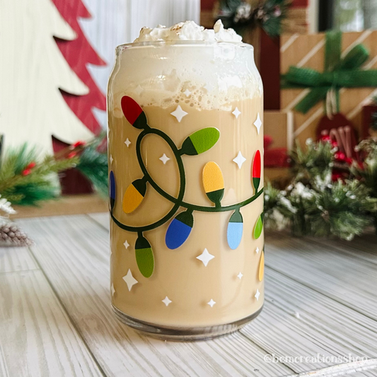 Christmas Lights 16oz Glass Cup