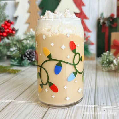Christmas Lights 16oz Glass Cup