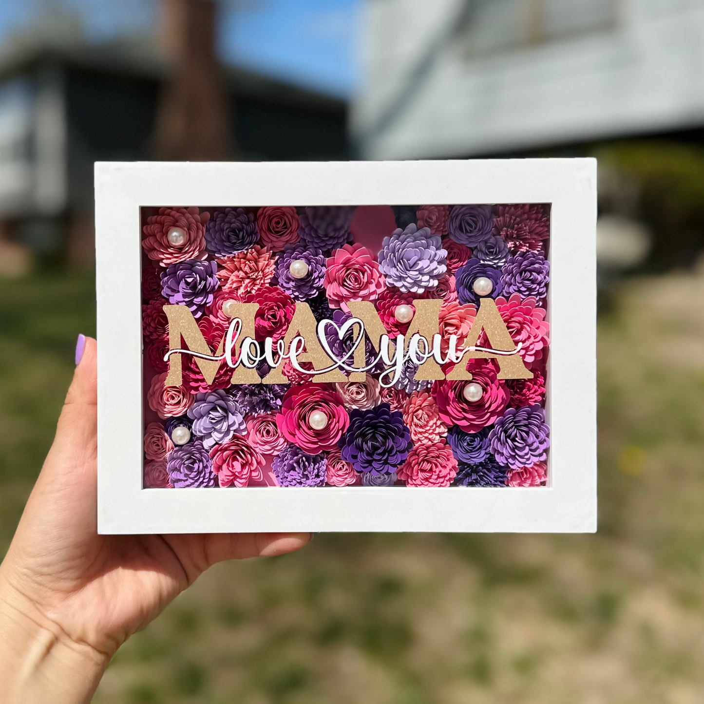 Mama I Love You Floral Shadow Box