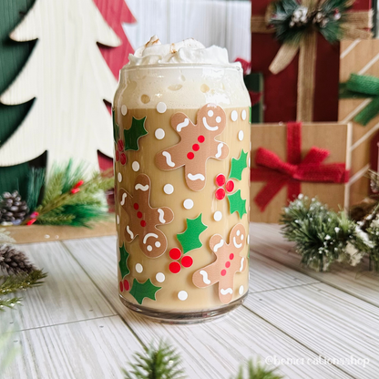 Gingerbread Man 16oz Glass Cup