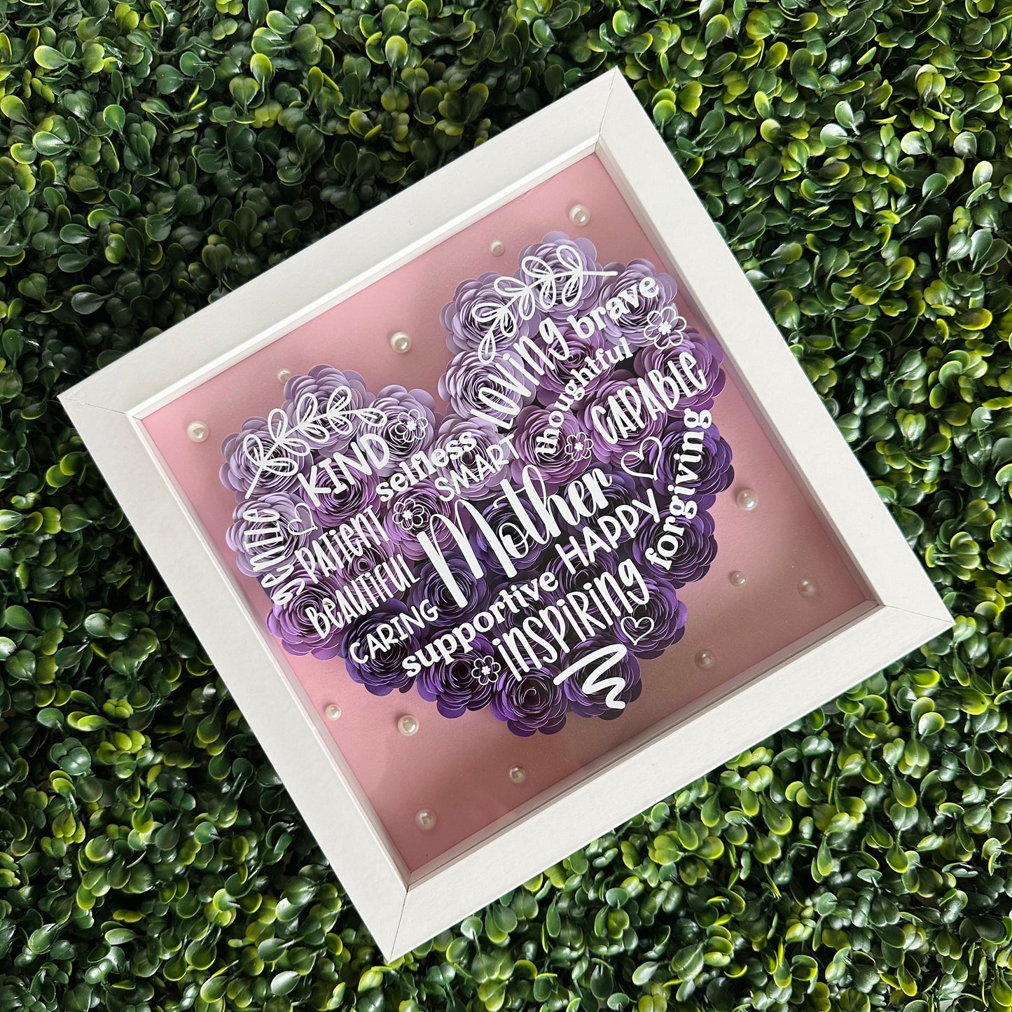 Mother Heart Words Shape Shadow Box