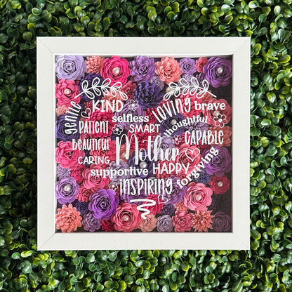 Mother Heart Words Floral Shadow Box