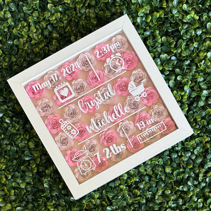 Baby Girl Birth Shadow Box