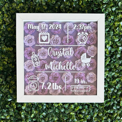Baby Girl Birth Shadow Box