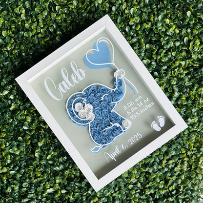 Blue Baby Elephant Shadow Box